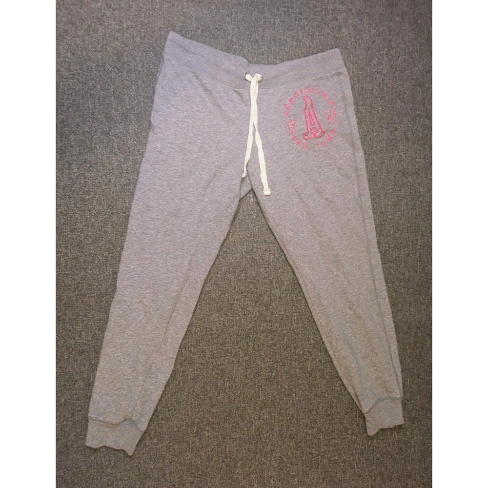 Aeropostale Y2K Embroidered Pink Spell out logo Sweatpants Gray Joggers Large